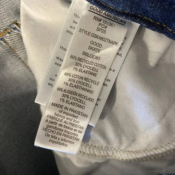 Good American Good Skate High Rise Wide Leg Jeans Medium Wash Size 16/34 - Picture 7 of 8